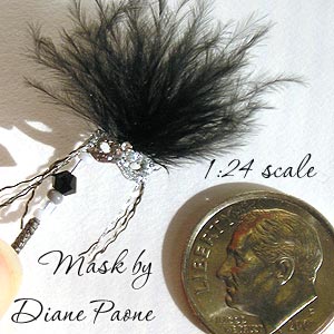 Dollhouse Miniature Mardi Gras Mask by Diane Paone