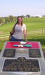 Diane at the Woodstock monument