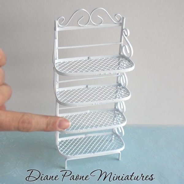 Bakers Rack Etagere Wire Wall Rack Stand Display Dollhouse Miniature Furniture